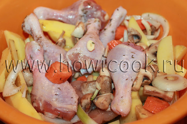 рецепт курицы с овощами в рукаве с пошаговыми фото
