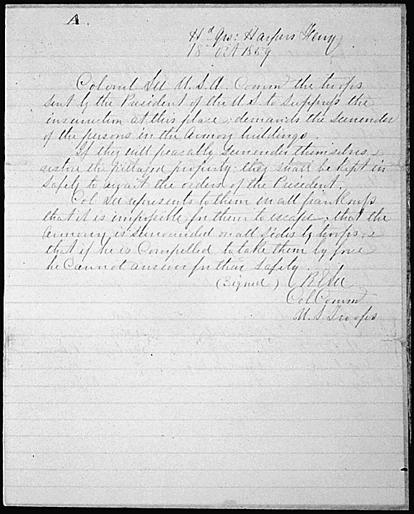 Random Thoughts on History Lee Demands John Brown's Surrender at