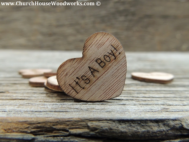 It's A Boy Wood Heart Confetti For Baby Showers- Rustic Baby Shower Ideas 