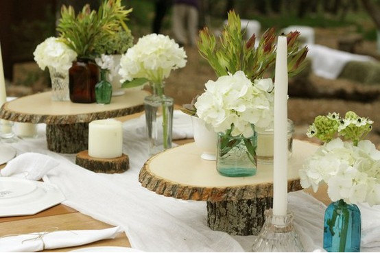 de mesa troncos de madera.