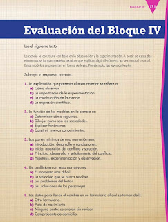 Apoyo Primaria Español 4to Bloque IV Evaluación del Bloque IV