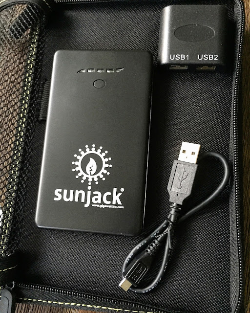 Sunjack Battery, cord, and USB ports