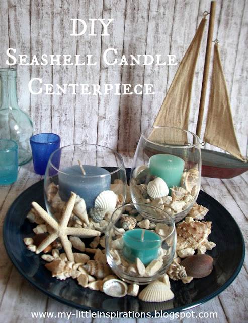 Centrotavola Coastal con conchiglie e candele 