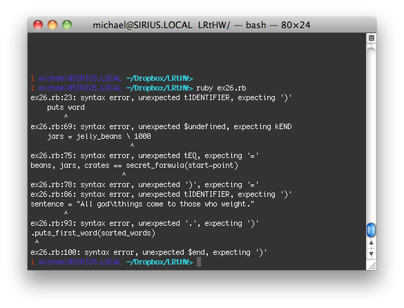 Testhead Exercise 26 Congratulations Take A Test Learn Ruby The Hard Way Practicum