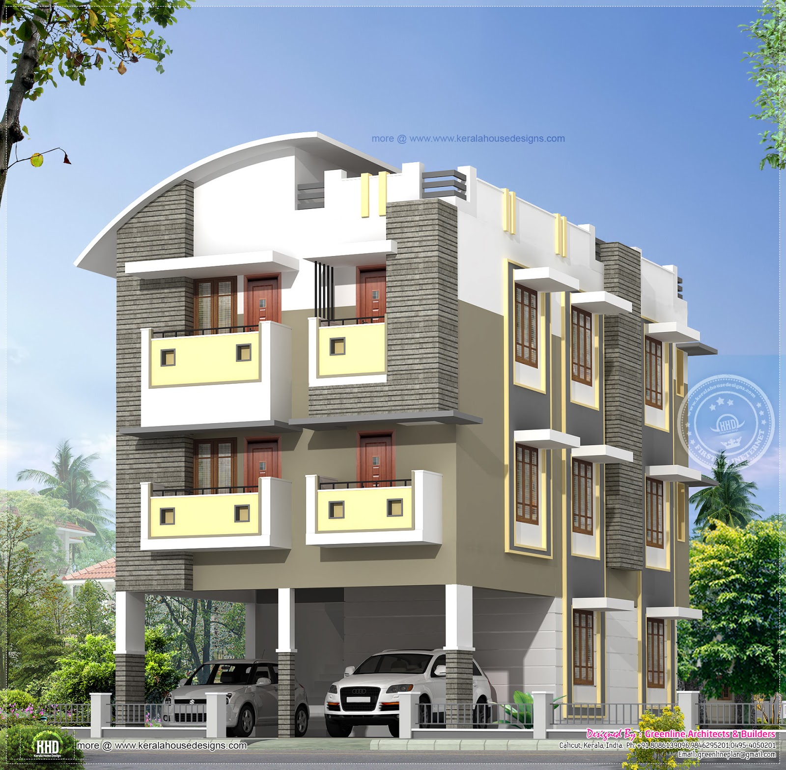 3 Story Home Design In 3630 Sq Feet Kerala Home Dezign