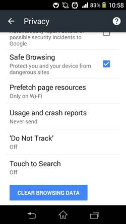 touch to search chrome android