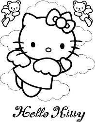 imagens hello kitty com lindos laços pintar Desenhos Preto e Branco hello kitty com lindos laços Colorir