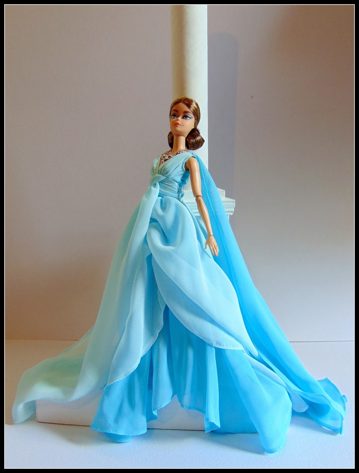 barbie blue chiffon ball gown