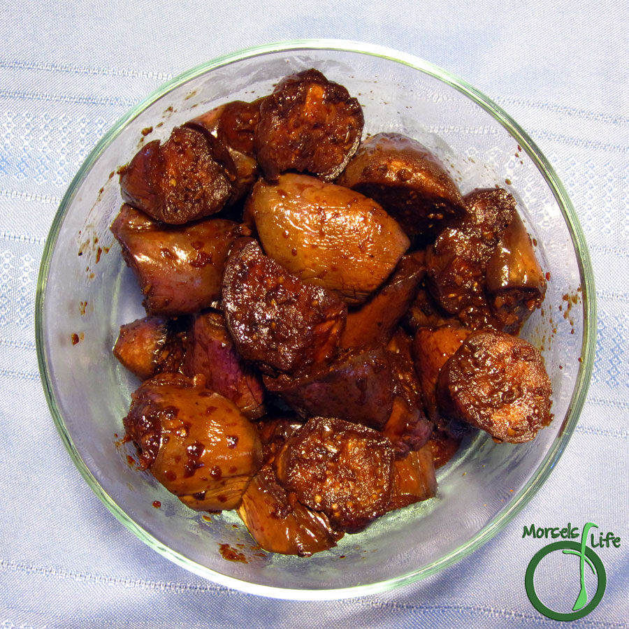 Morsels of Life - Eggplant in Spicy Garlic Sauce - Eggplant cooked with garlic and ginger with soy sauce and chili flakes for kick!