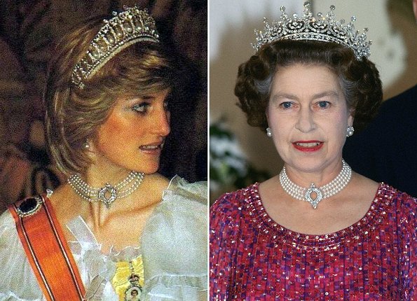 Kate Middleton wore DVF DIANE VON FURSTENBERG Zarita gown. Princess Diane's diamond necklace. Prince Harry Duchess Catherine