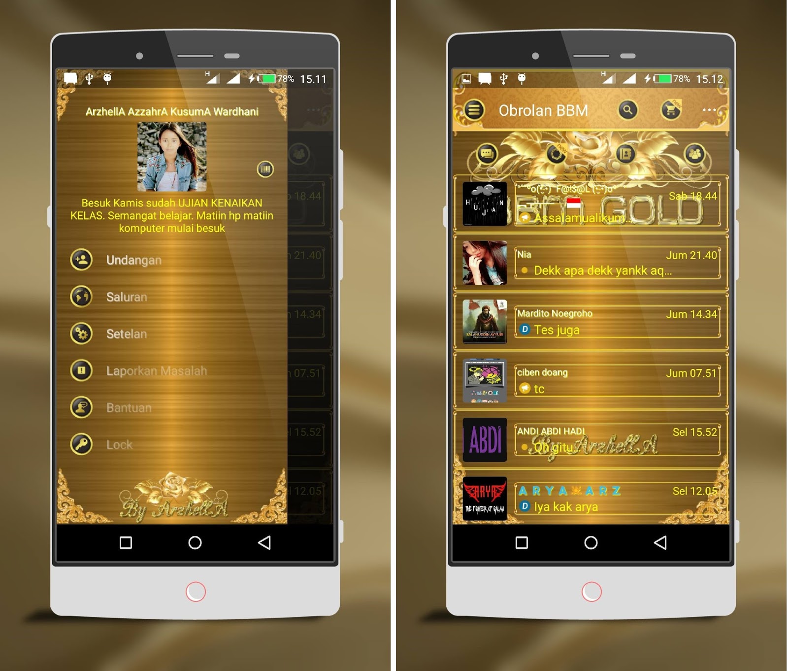 BBM Mod Droid Chat! 10.2.14 Luxury Gold Base 2.13.1.14 ...