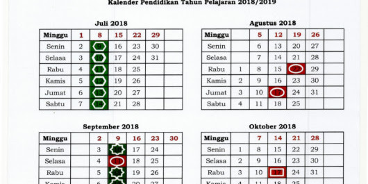 Kalender Pendidikan Provinsi Bali Tahun Pelajaran 2018/2019