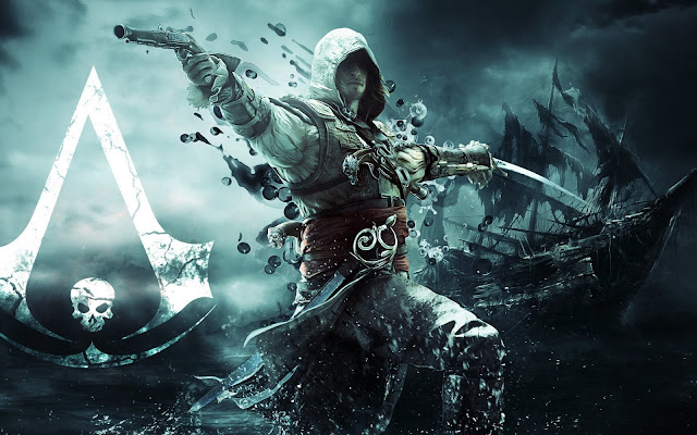 Assassins Creed IV Black Flag Assassin Pirate Edward Kenuey Gun Sword Flag Ship 3840x2400.