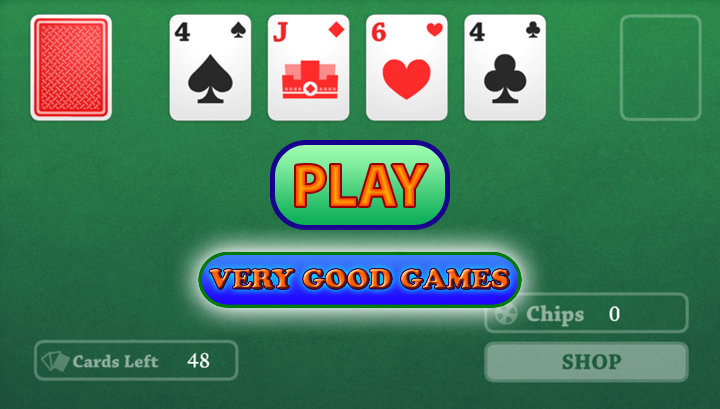 A screenshot of a free online card solitaire, Ace of the Pile, a game on a Very Good Games blog