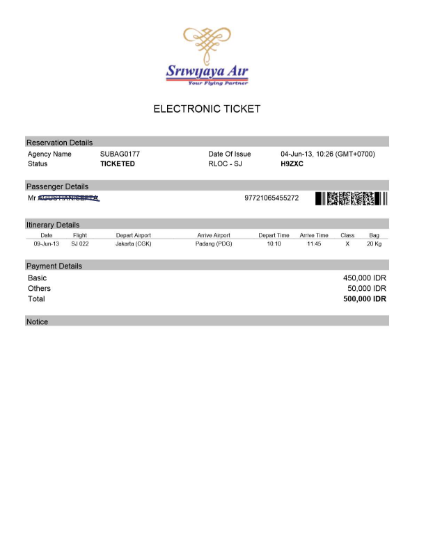 Contoh ETicket Abadi Ticket