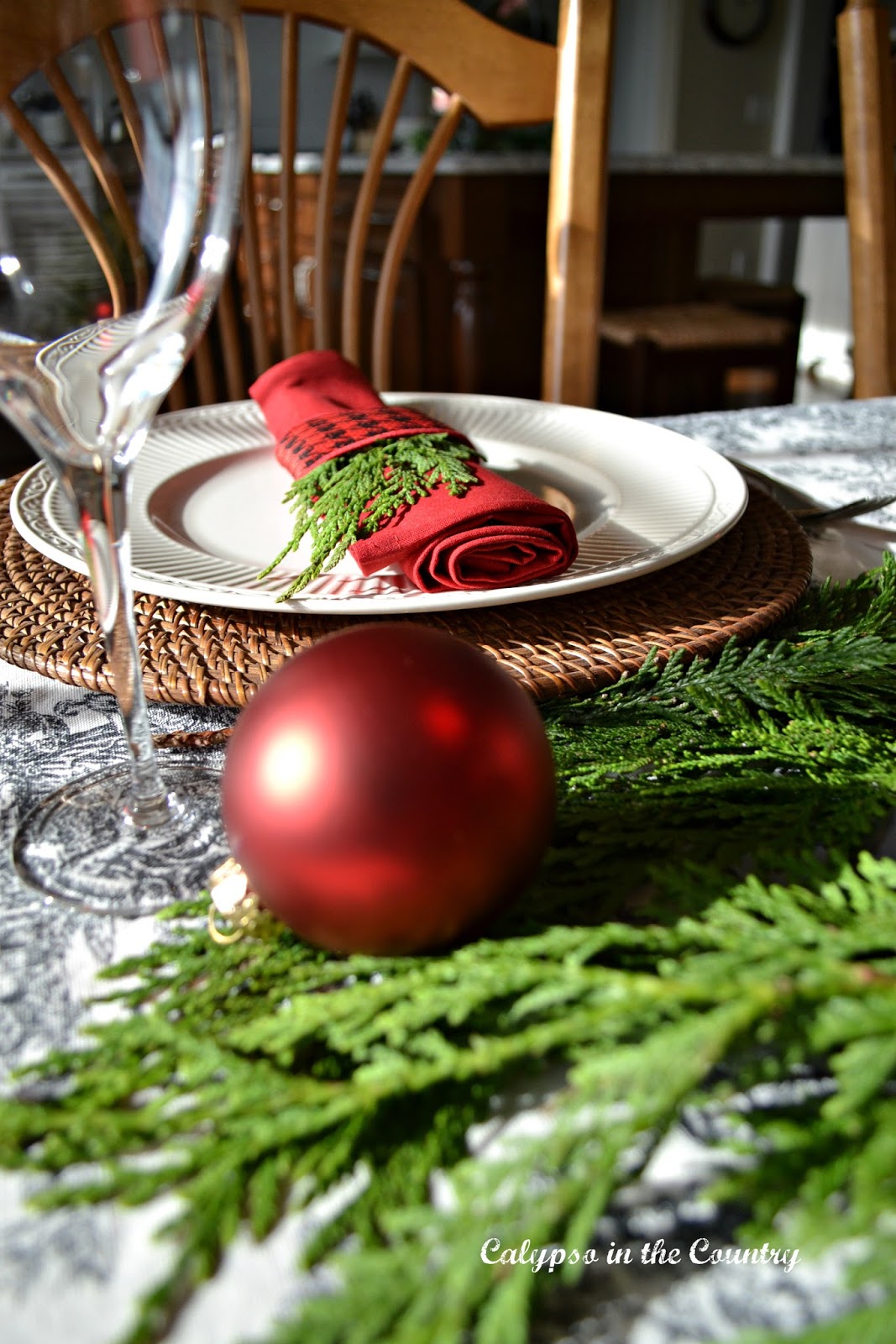 Red Ornament on Holiday Table