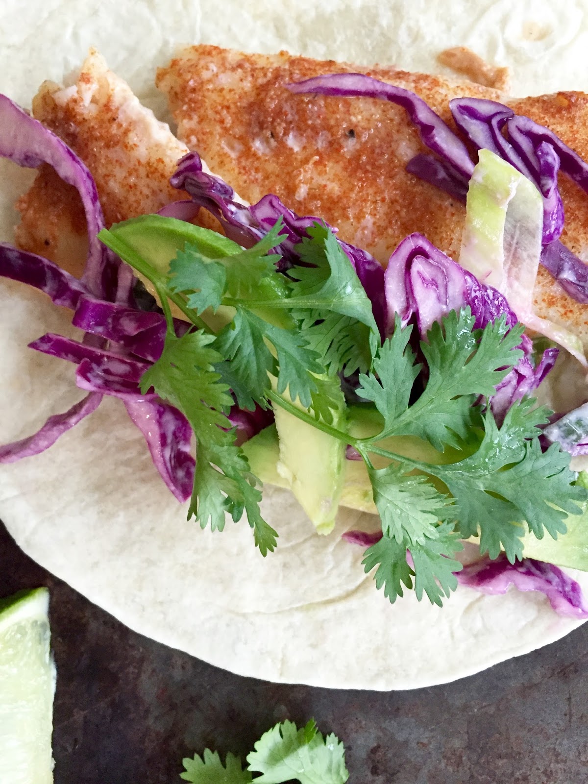 Basa Fish Tacos w/ Red Cabbage Slaw