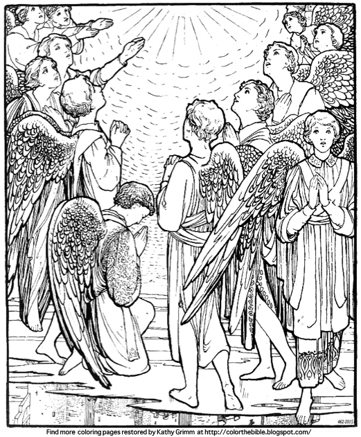 The angels stand around Thy Throne... Color The Bible