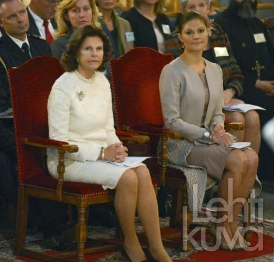 Queen Silvia and Crown Princess Victoria attend the opening of the General Synod at Uppsala Cathedral