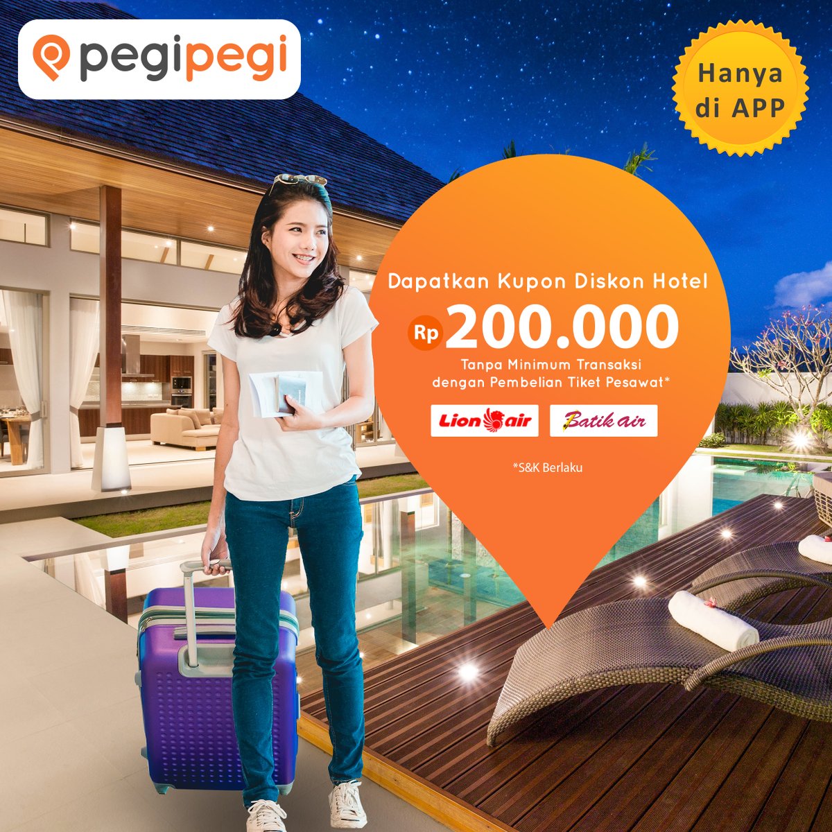 PegiPegi - Promo Beli Tiket Lion Air & Batir Air GRATIS Kupon Voucher Hotel 200 Ribu PegiPegi - Promo Beli Tiket Lion Air & Batir Air GRATIS Kupon Voucher Hotel 200 Ribu