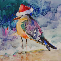 santa seagull watercolor christmas merry wishing paintings impressionist blaylock elizabeth daily