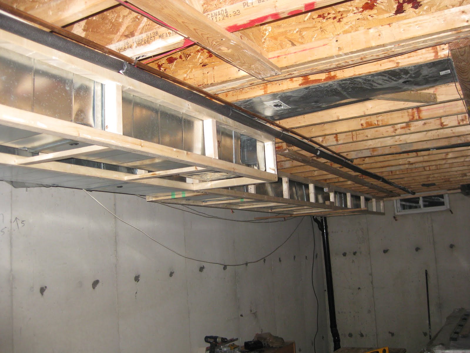 Basement Project March 27 28 Ductwork framing started