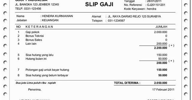 Contoh Slip Gaji Karyawan Fifgroup Guru Paud