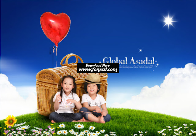  FREE PSD download : The design of a boy and girl holding out hope and smile