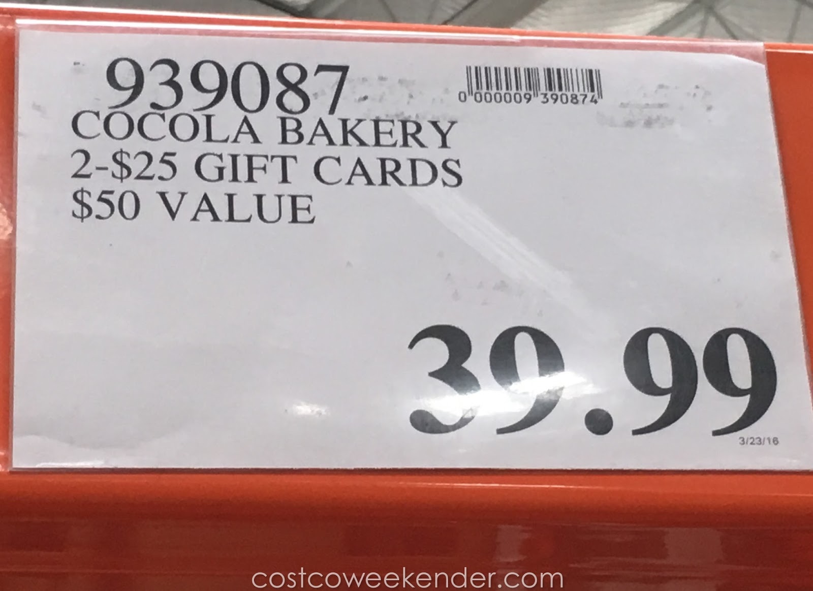 Cocola Bakery 2 25 Gift Cards Costco Weekender