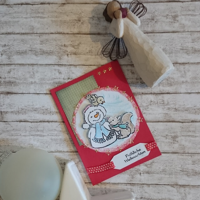 [DIY] Weihnachtskarte Schneemann und Eichhörnchen // Christmas Card Snowman and Squirrel