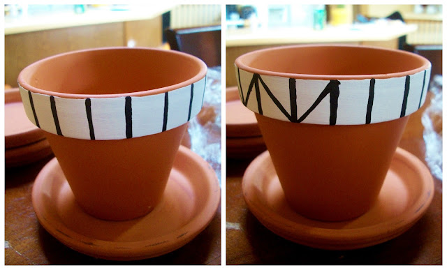 Pot Design Math Theme Halfway To Hipster: Painted Geometric Flower Pots