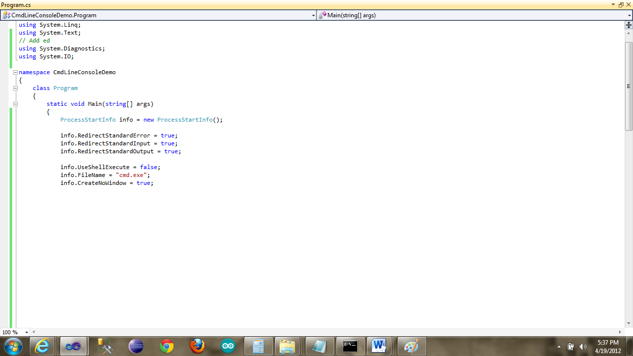 Fun Projects of Various Types: C# - Using the Command Prompt