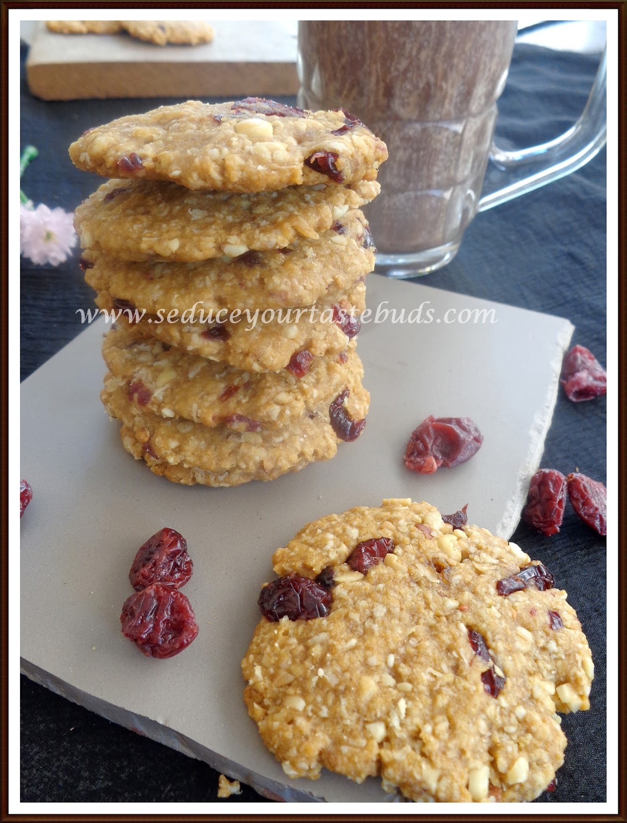 Eggless Butterless Oats Cranberry Cookies Heathy Cookie Recipe