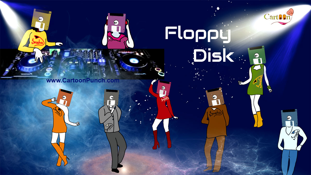 Floppy disk cartoon illustration by Sneha cartoosnist