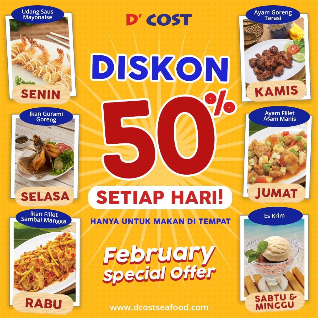 #D'Cost - #Promo Diskon 50% Setiap Hari di Bulan Februari 2019 #D'Cost - #Promo Diskon 50% Setiap Hari di Bulan Februari 2019