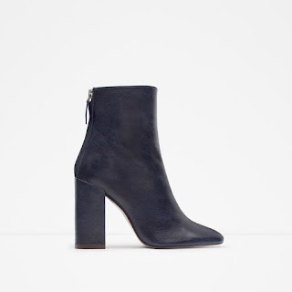 Zara Leather Ankle Boots With Block Heel