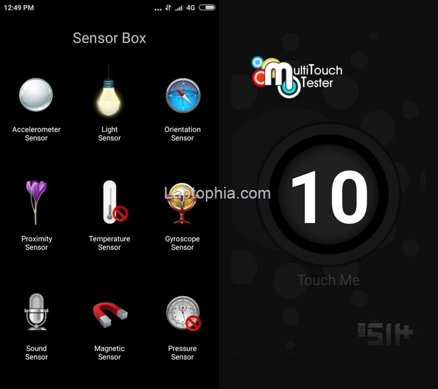 Sensorbox for Android dan Multitouchtester Xiaomi Redmi Note 5A Prime
