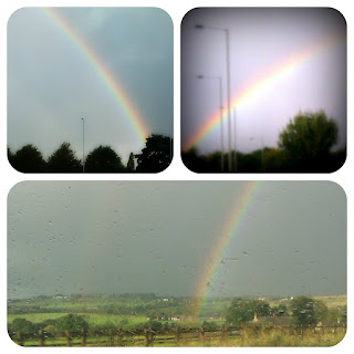 three pictures of rainbows