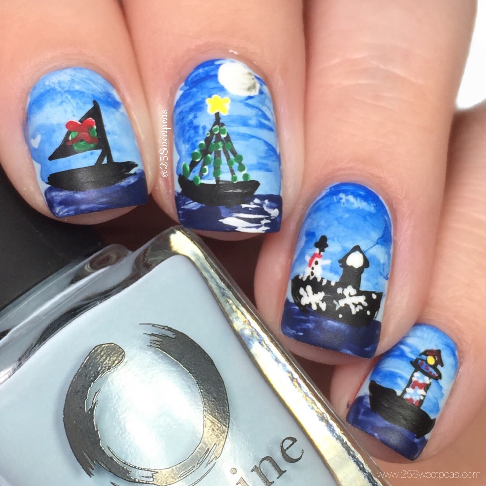 Nautical Christmas Nails