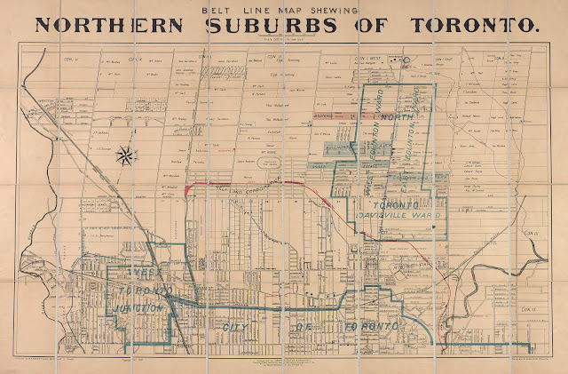 1890 Belt Line Map Showing Northern Suburbs of Toronto, compiled by Unwin, Foster Proudfoot