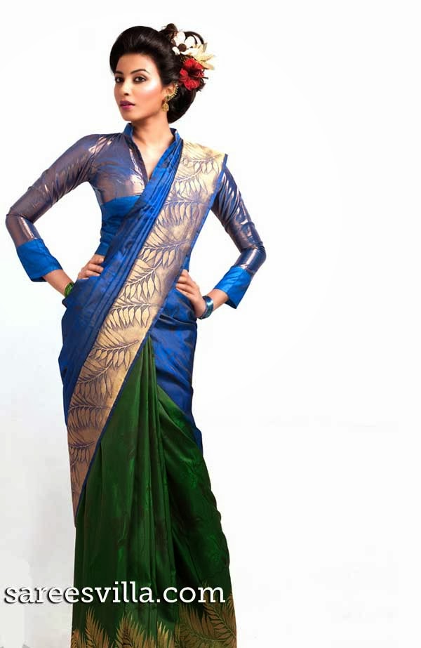 Silk full With  Saree sleeve Sarees Designs Villa Full Blouse Kanchipuram blouse   design Sleeves