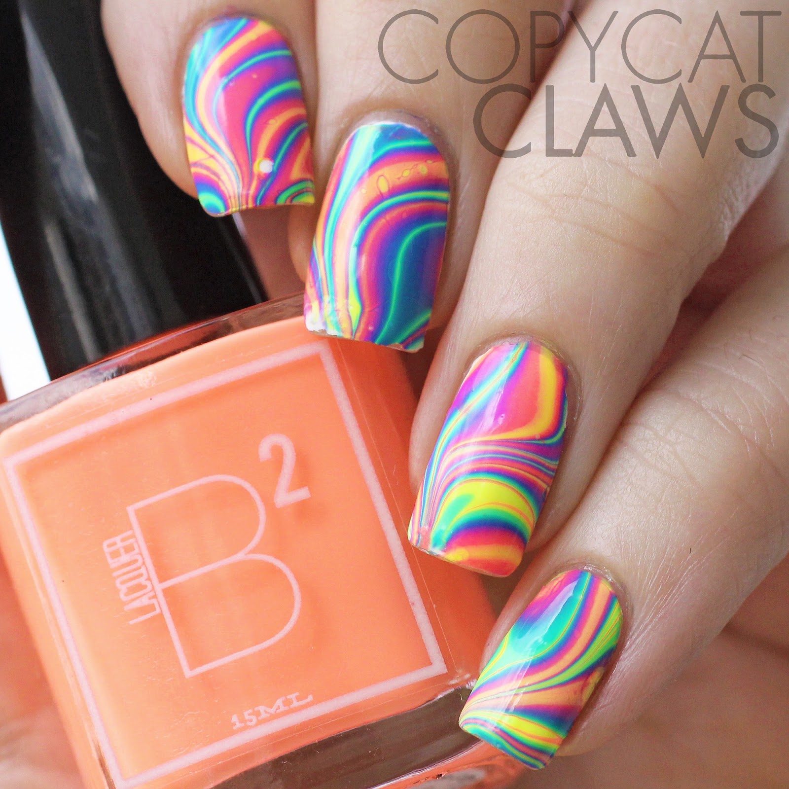 Copycat Claws: Water Marble Nails with B Squared Lacquer's EDM Collex