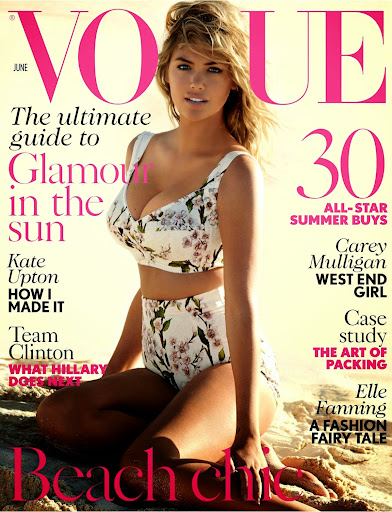 Kate Upton posed in sexy swimsuit for Vogue UK June 2014