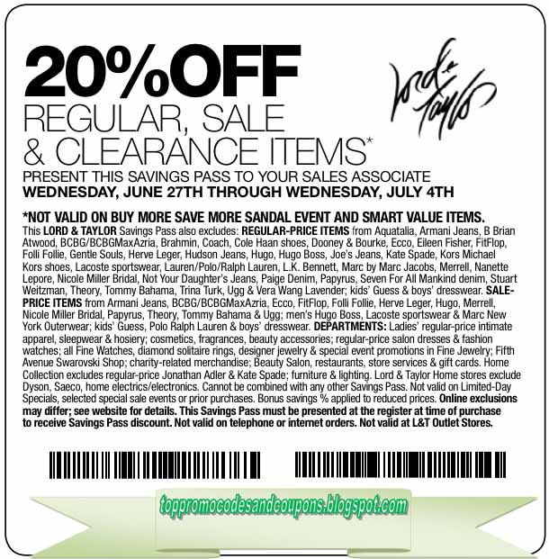 Free Promo Codes and Coupons 2021 Lord & Taylor Coupons