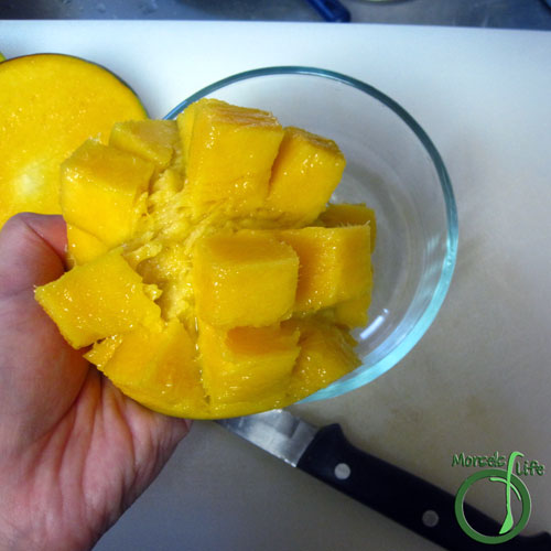 Morsels of Life - How to Cut a Mango Step 4 - Flip each half inside out. The flesh will be easy to scoop out at this point.