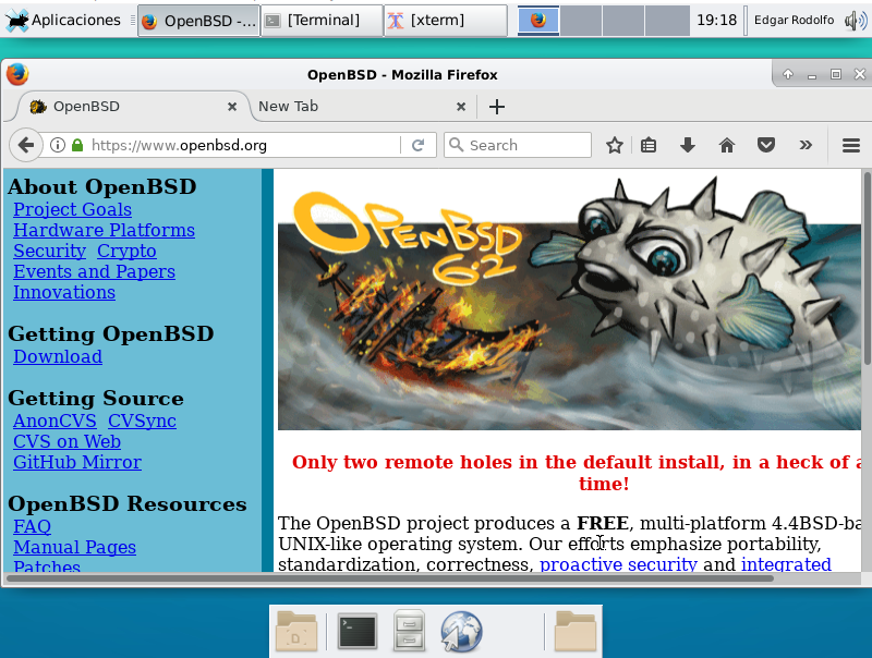 Edgar Rodolfo XFCE en OpenBSD 6.2 y en español