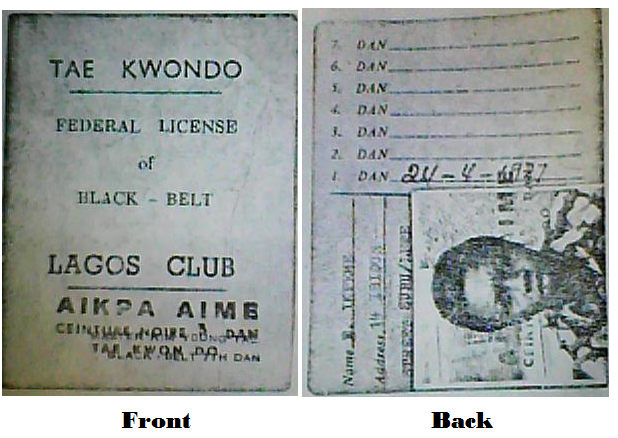 ORIGINAL BLACK BELT I.D. CARD