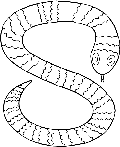 Desenho de cobra para colorir animal. Réptil cobra - Desenhos Para