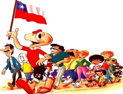 Condorito Dibujo de Condorito caminando con los demás personajes