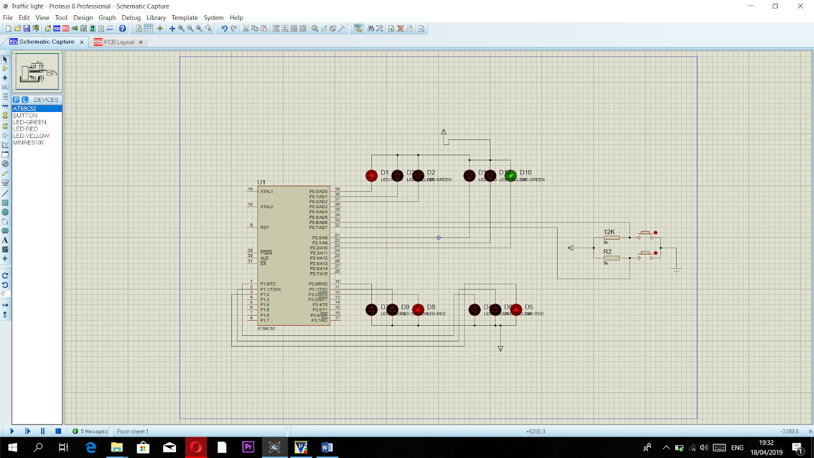 Rangkaian dan Program Traffic Light Microcontroller Soul Technology